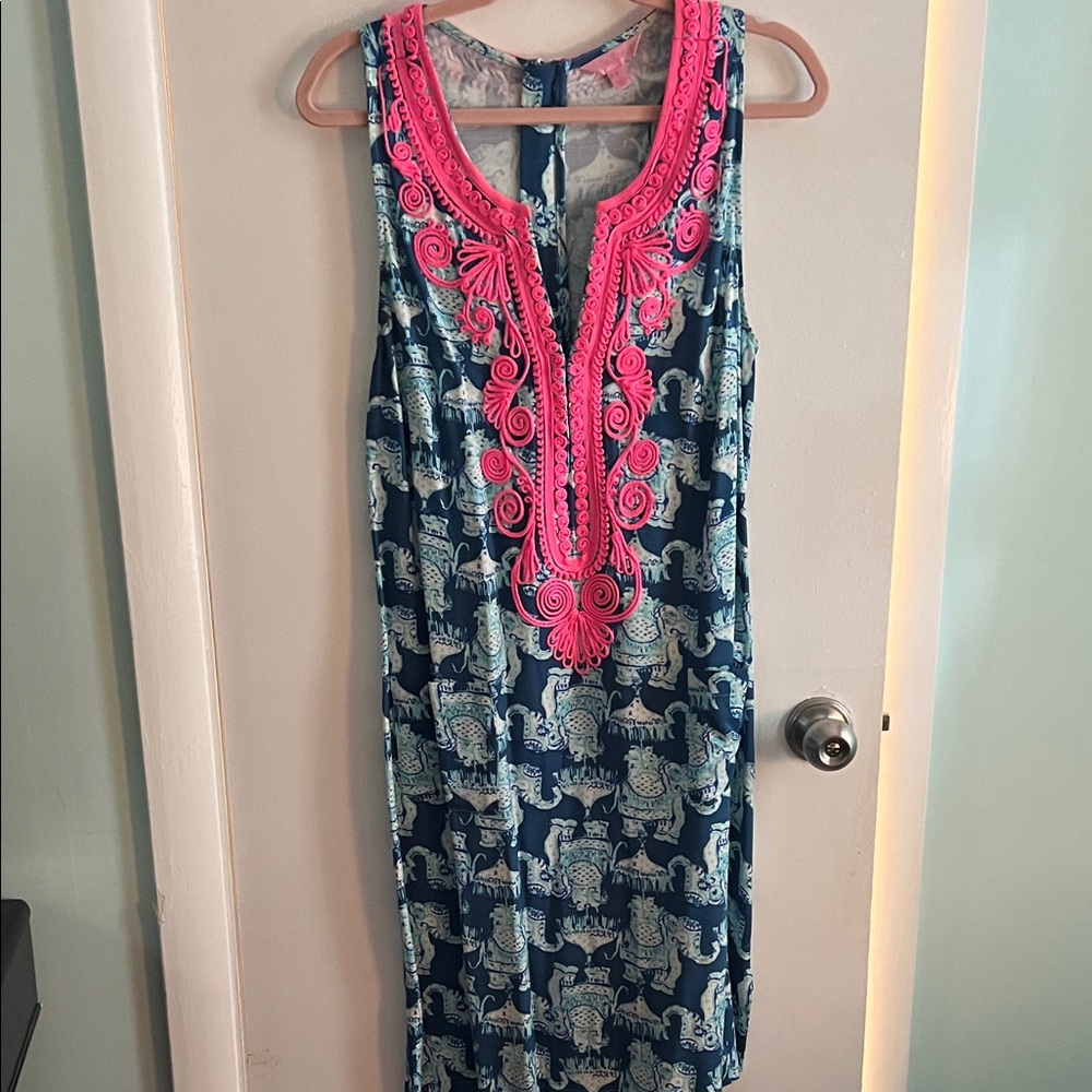 Lilly Pulitzer Navy and Pink Patterned Dress